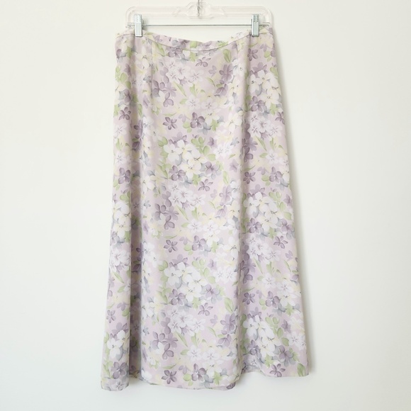 Vintage 90s Pendleton Pastel Purple Floral Midi Skirt‎ Size 14 Petite - Picture 2 of 15